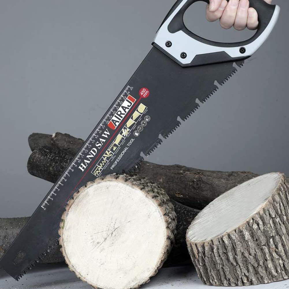 AIRAJ 450mm Pro Hand Saw, Pruning Saw with Chip-Removing Design, Perfect for Sawing, Pruning, Trimming Gardening and Cutting Wood Fast Cutting Saw