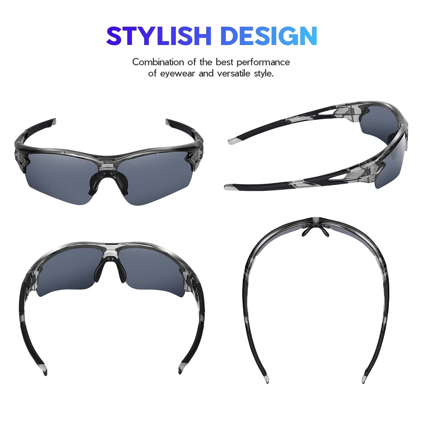 BEACOOL Polarized Sports Sunglasses for Men Women Youth Baseball Cycling Fishing Running TAC Glasses (Grey)