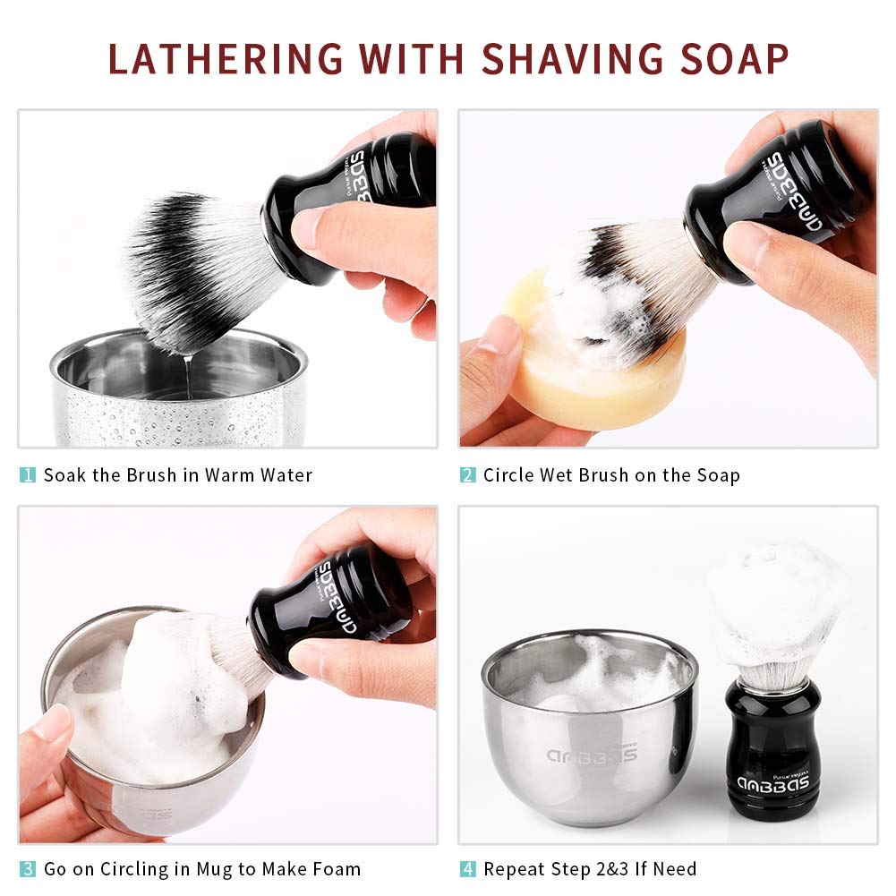 Anbbas Synthetic Badger Shaving Brush Set, 3IN1 Shaving Kit with Stainless Steel Shaving Stand and Bowl for Men Wet Close Shave