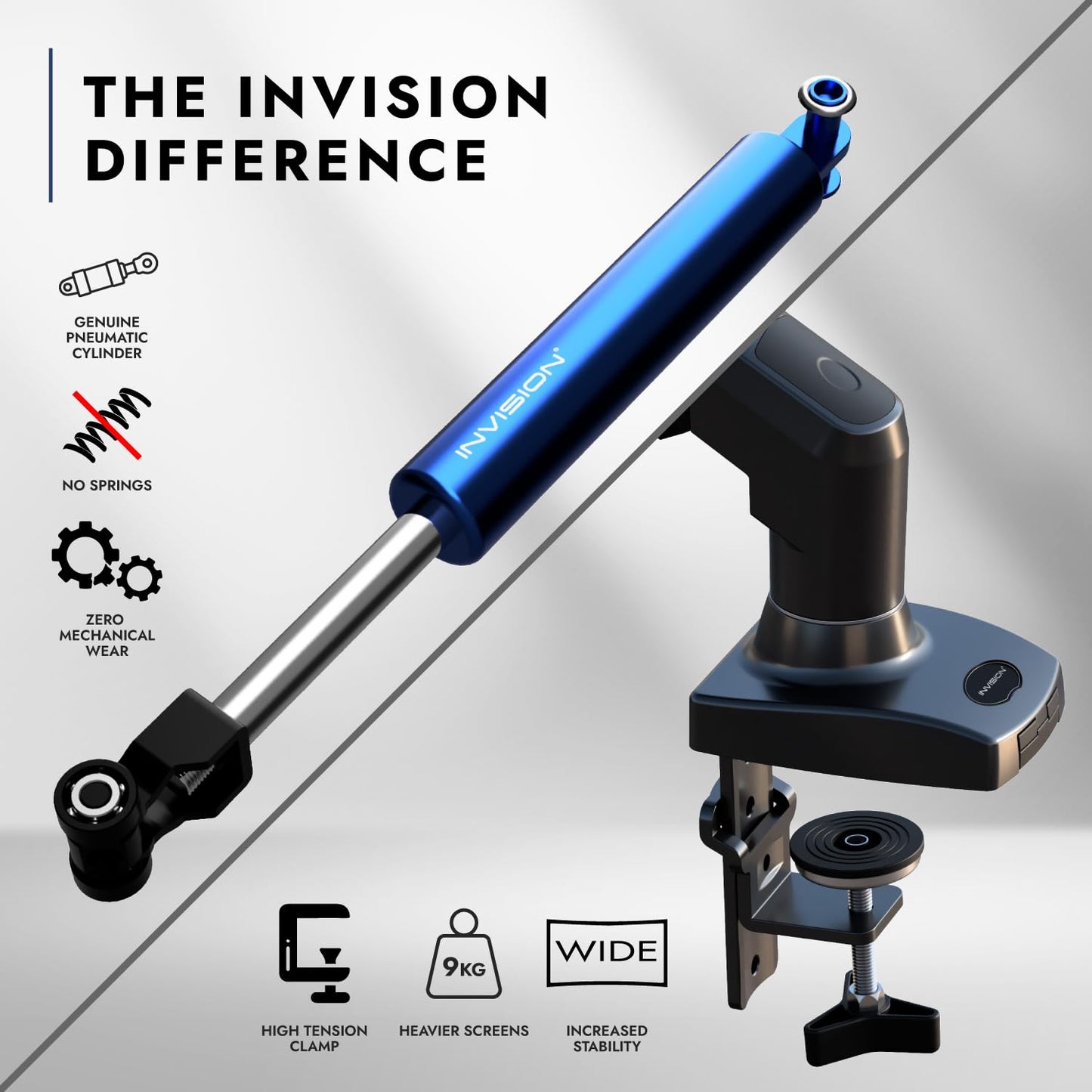 - Invision Single Monitor Arm Desk Mount for 19 to 32 Inch Screens | VESA 75 & 100mm Stand Clamp -