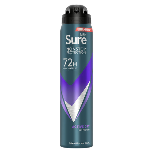 - Sure Men | Nonstop Protection | Active Dry Antiperspirant Deodorant | 250 ml -