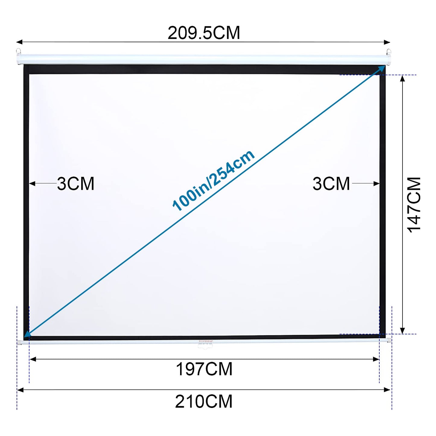 - INMOZATA Pull Down Projector Screen | 100" Wall & Ceiling Mounted HD Projection Screen -