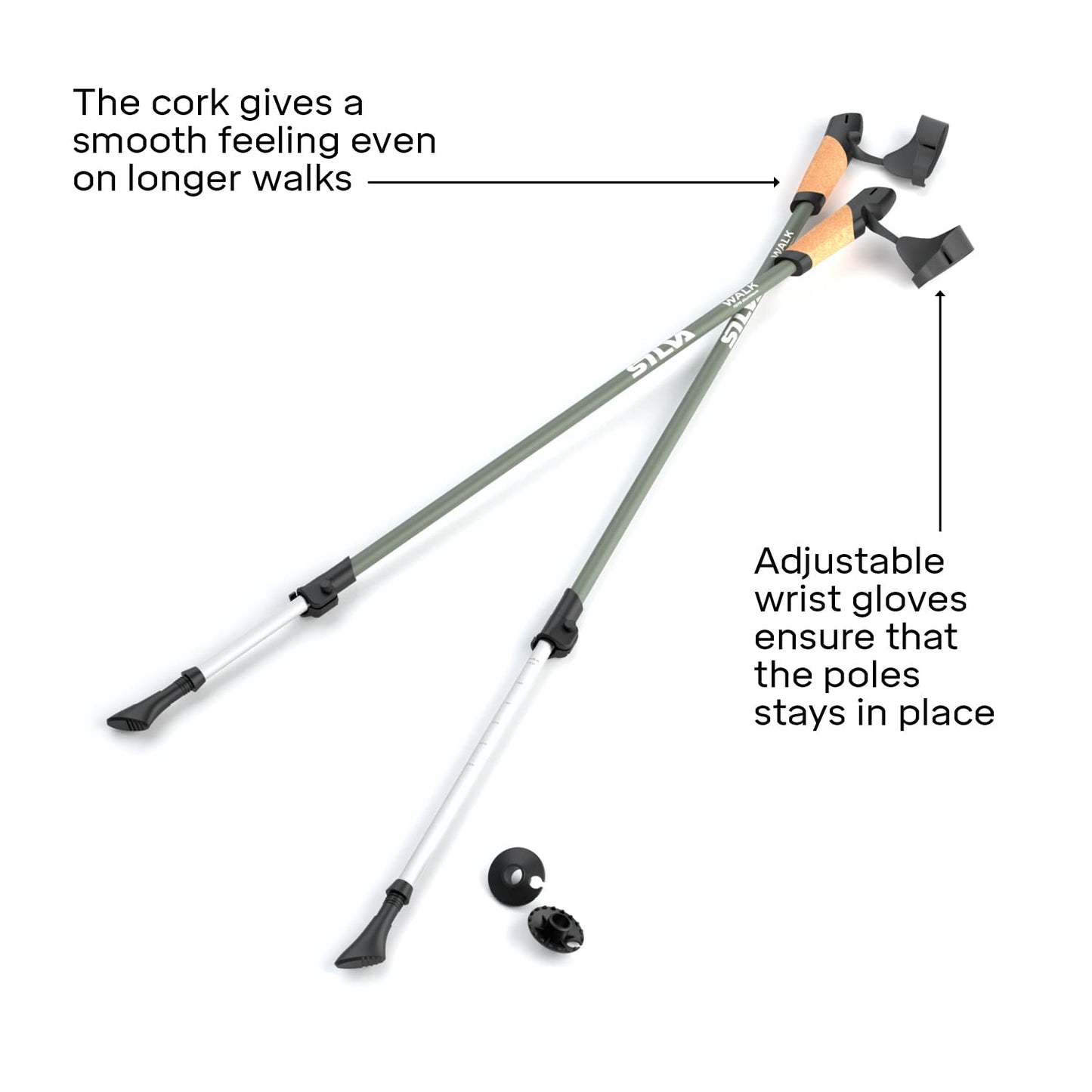 - Silva Walking Poles Aluminum Cork | Trekking Poles | Adjustable Length 105-140 cm -