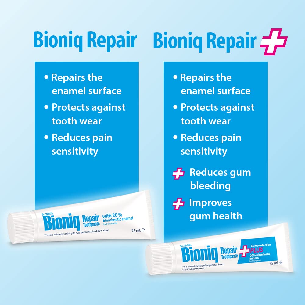 - Dr. Wolff's Bioniq Repair Toothpaste 2x 75ml | Fluoride Free Toothpaste For Daily Use | For Sensitive Teeth Inspired By Nature | Enamel Repair Whitening Toothpaste | Small Toothpaste For Travel & Home -