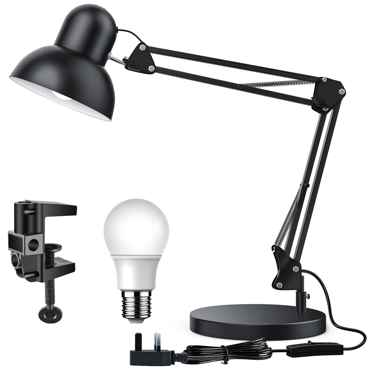 - LONGTOO Bigger Desk Lamp | Table Lamp with E27 Screw Bulb | Flexible Clamp on Desk Light -