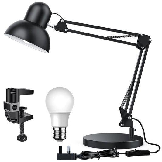 - LONGTOO Bigger Desk Lamp | Table Lamp with E27 Screw Bulb | Flexible Clamp on Desk Light -