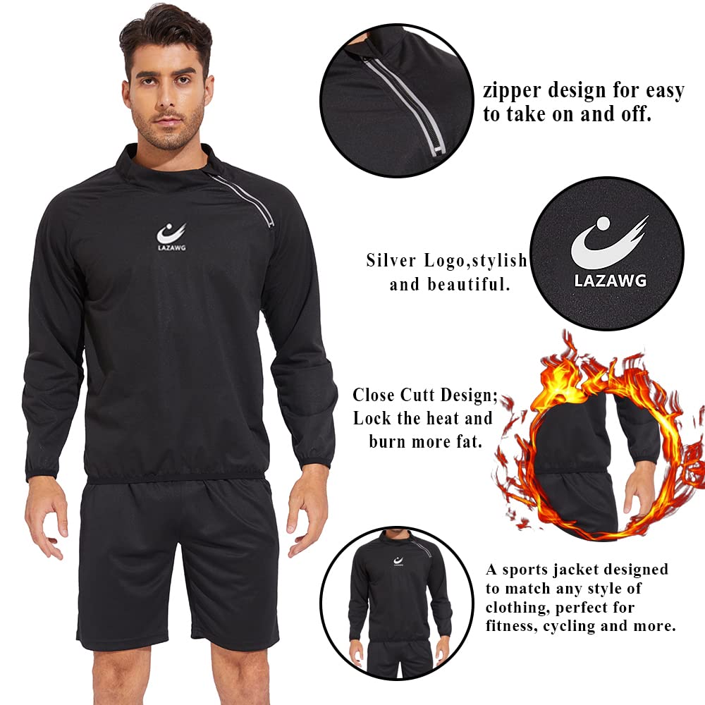 - LAZAWG Sauna Jacket | Long Sleeves | Short Side Zip | Sauna Suit -