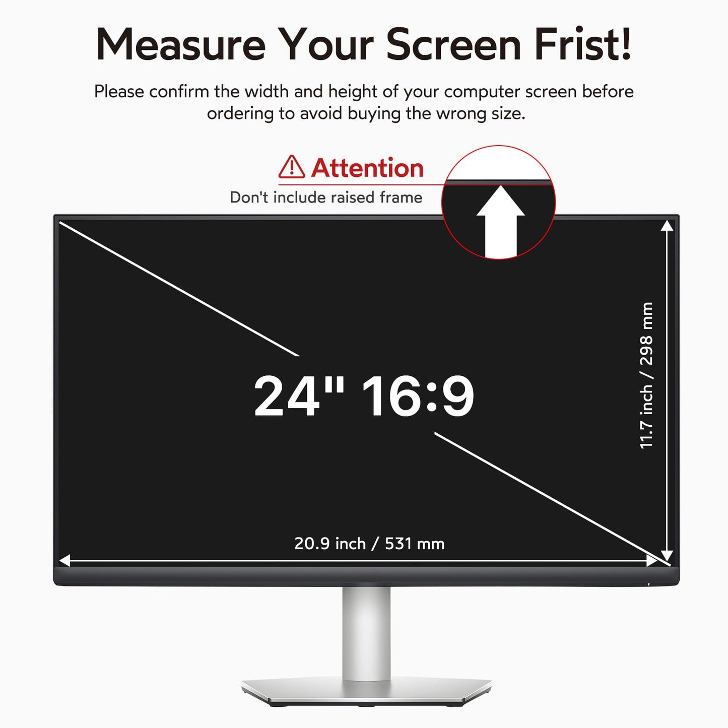 BERSEM 24 inch Removable Computer Privacy Screen Filter for 16:9 Ratio Monitor, Anti-Spy, Anti-Glare, Anti-Scratch, UV-Blocking