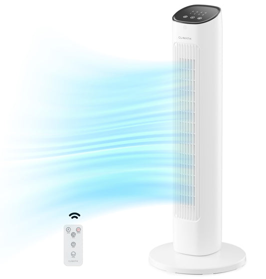 Climatik 32-Inch Tower Fan Quiet Cooling Oscillating Standing Fan with Remote Control, 3 Speed Settings & Night Mode, 15 Hour Timer Energy Efficient Ideal for Home, Office, Bedroom, Living Room