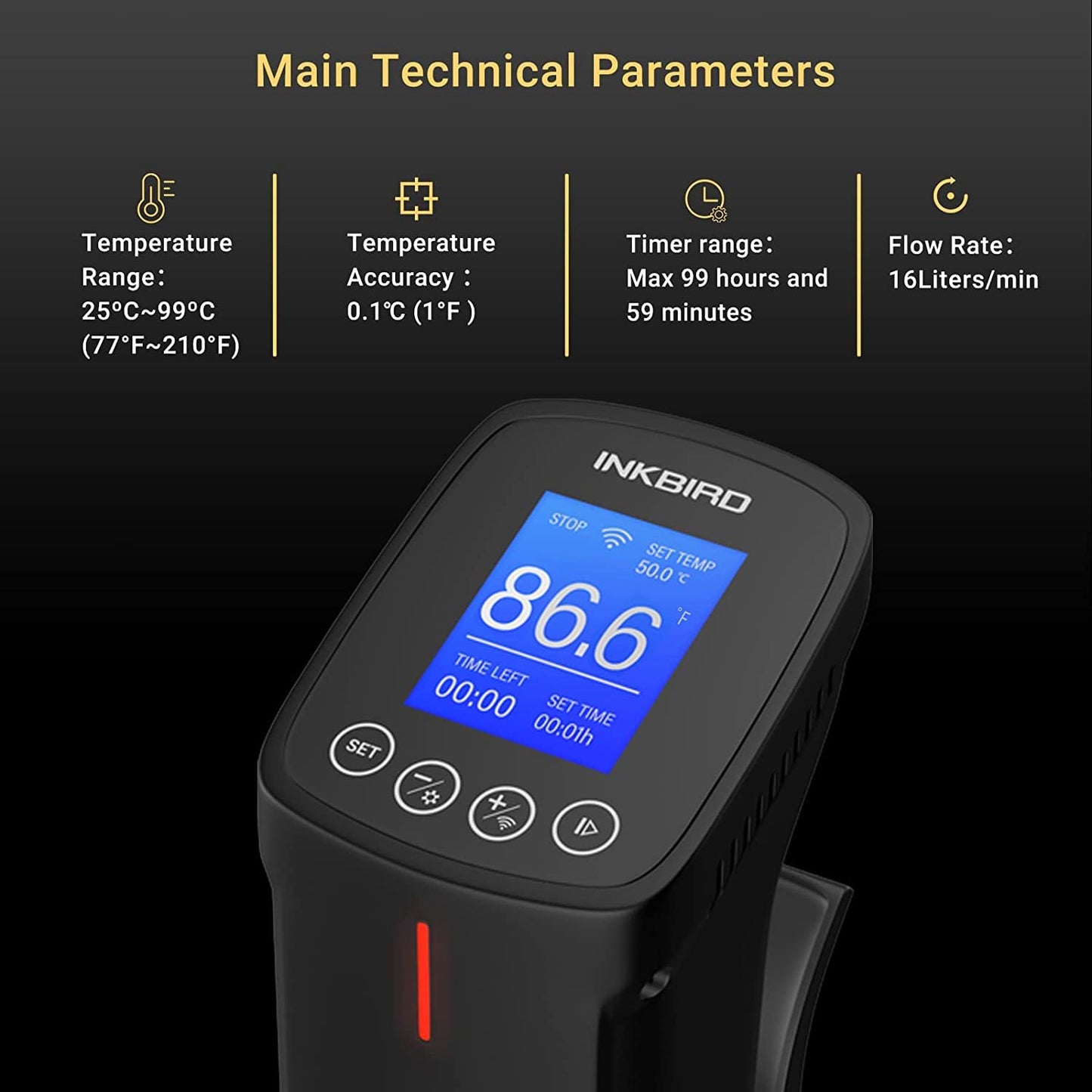 - Inkbird ISV-100W Sous Vide WiFi Cooker Immersion Circulator | Temperature Time and Touch Control Sous Vide Machine 1000 Watts -