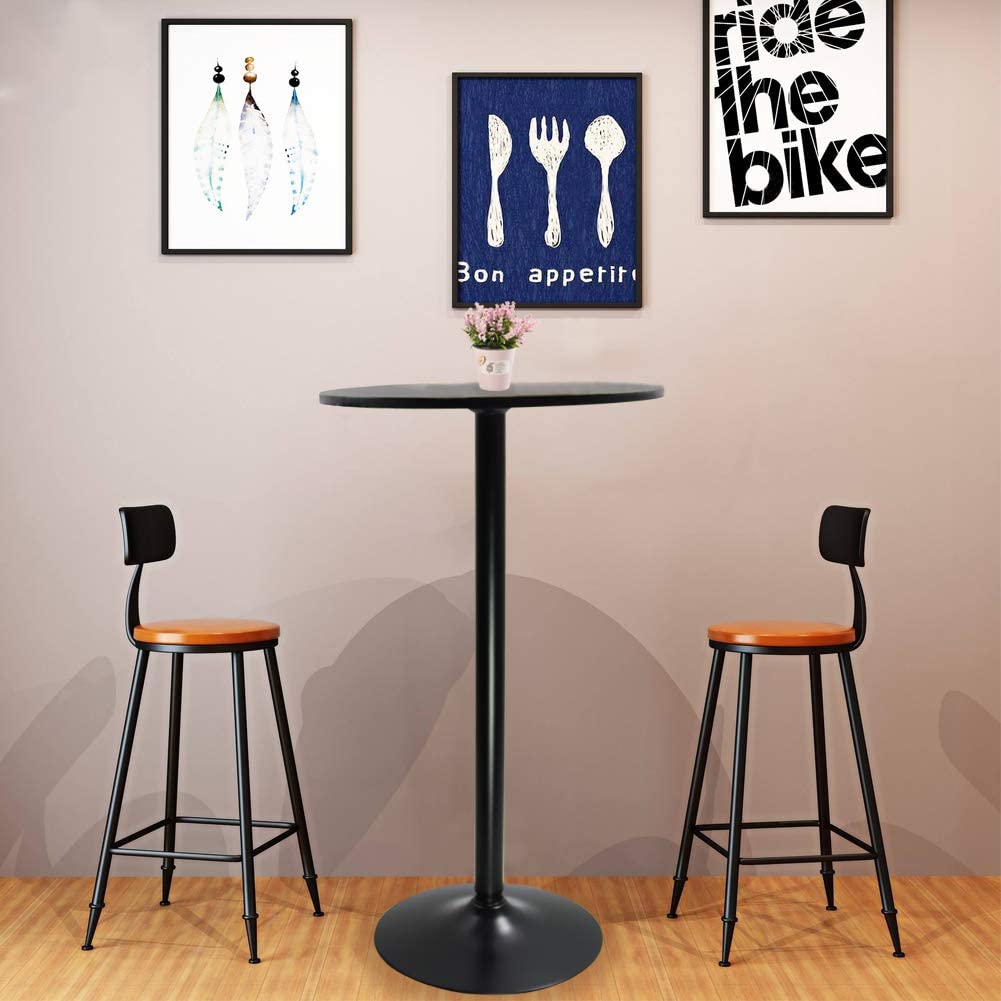 - KKTONER Round Bar Table | 60CM Top for Cocktail Bar | Pub Dining Bistro (106CM H) -