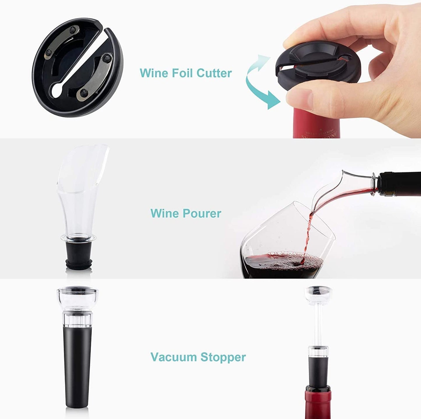 - EZBASICS Electric Wine Bottle Opener kit | Rechargeable Automatic Corkscrew -