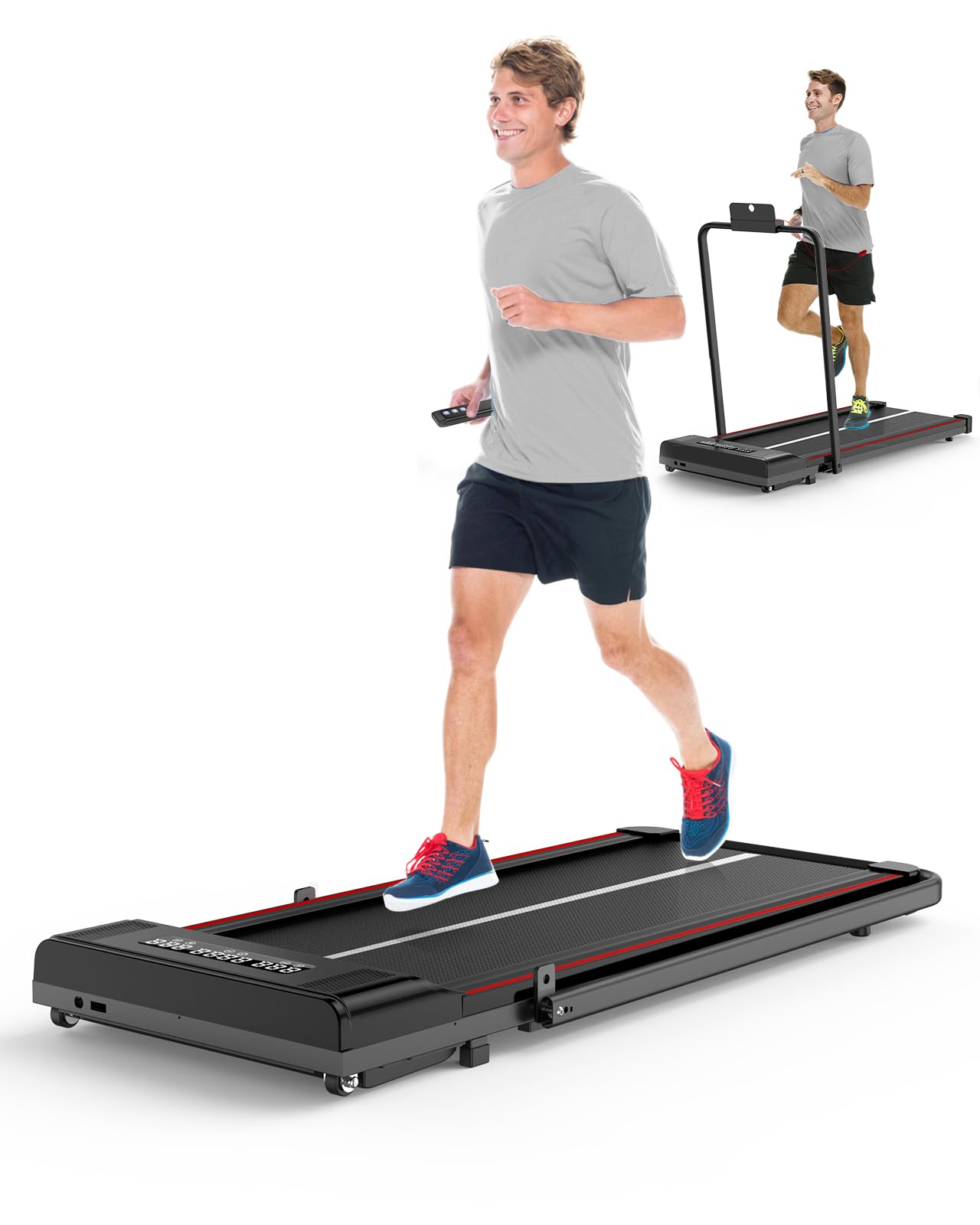 - HomeFitnessCode Folding Treadmill | 2 in 1 Under Desk Treadmill with Bluetooth Speaker -