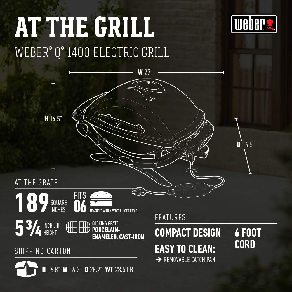 - Weber 52020001 Q1400 Electric Grill, Gray