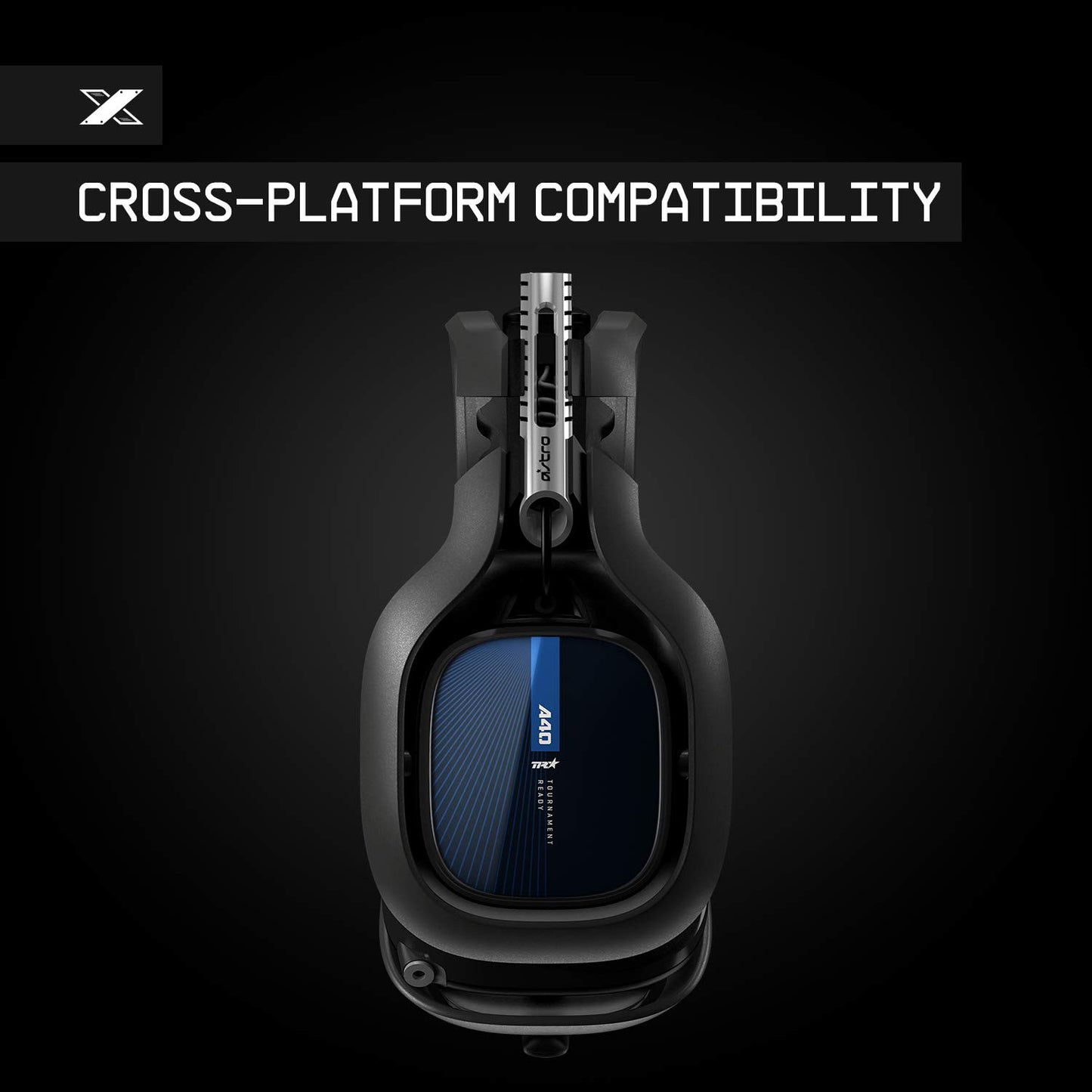 ASTRO Gaming A40 TR Wired Gaming Headset, ASTRO Audio V2, Dolby ATMOS, 3.5mm Audio Jack, Swappable Mic, for PS5, PS4, PC, Mac, Nintendo Switch, Mobile - Black/Blue