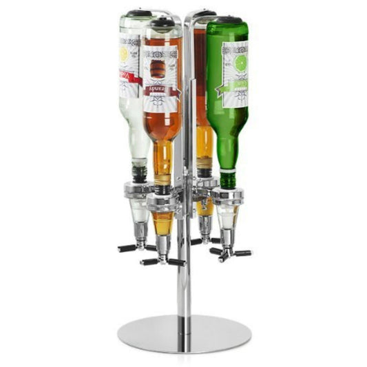bar@drinkstuff Rotary 4 Bottle Stand Rotating Drinks Dispenser, Optics Dispenser for Spirits