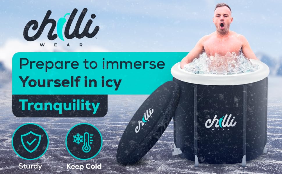 Chilli Wear Ice Bath: Large 470 LitreOutdoor Cold Plunge Therapy Tub, Spacious Recovery Pod with Lid, All-Weather Protection, Portable & Versatile for Ultimate Ice Bath Experience!