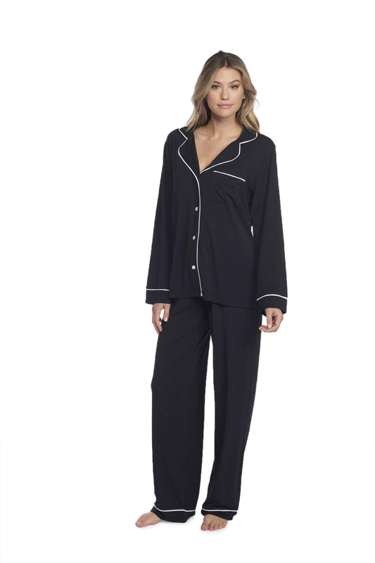 - Luxe Milk Jersey Piped Pajama Set -