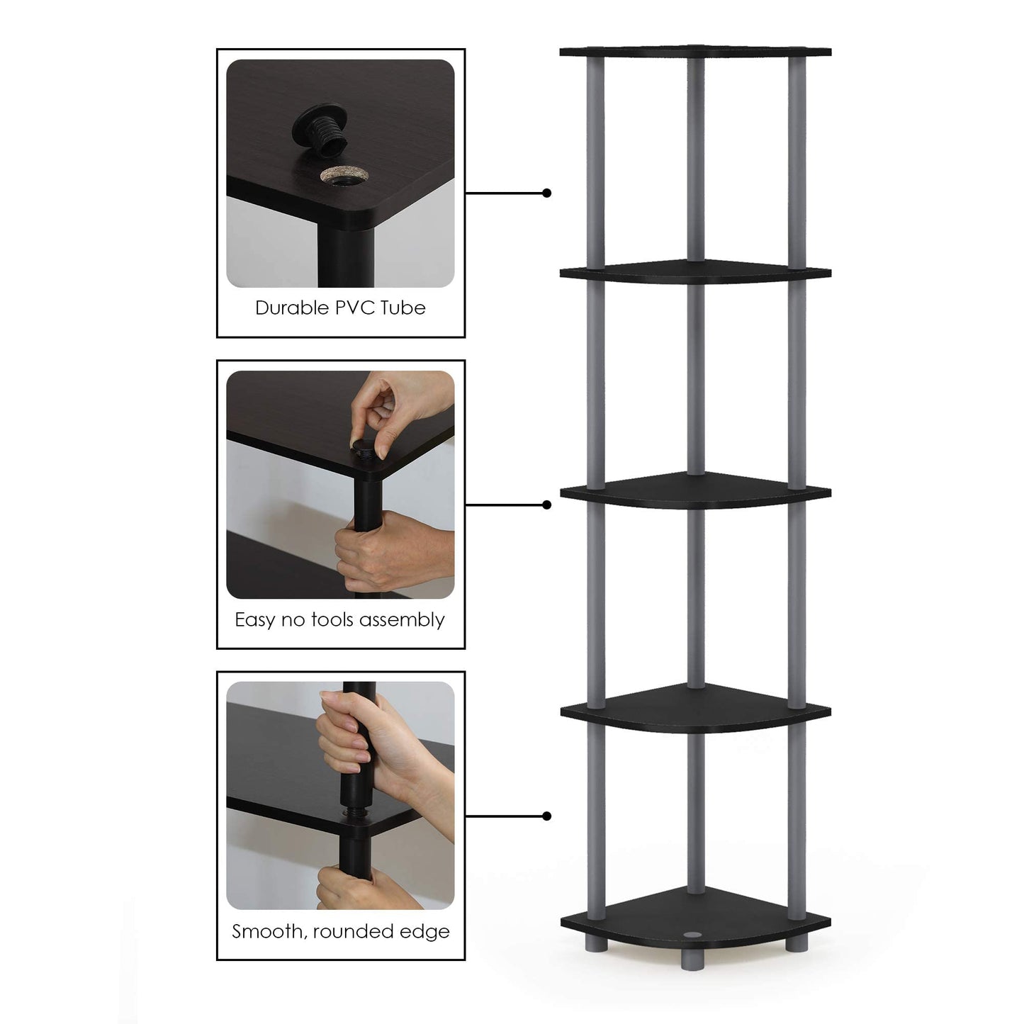 - Furinno Turn-N-Tube | 5 Tier Corner Display Rack | Multipurpose Shelving Unit -