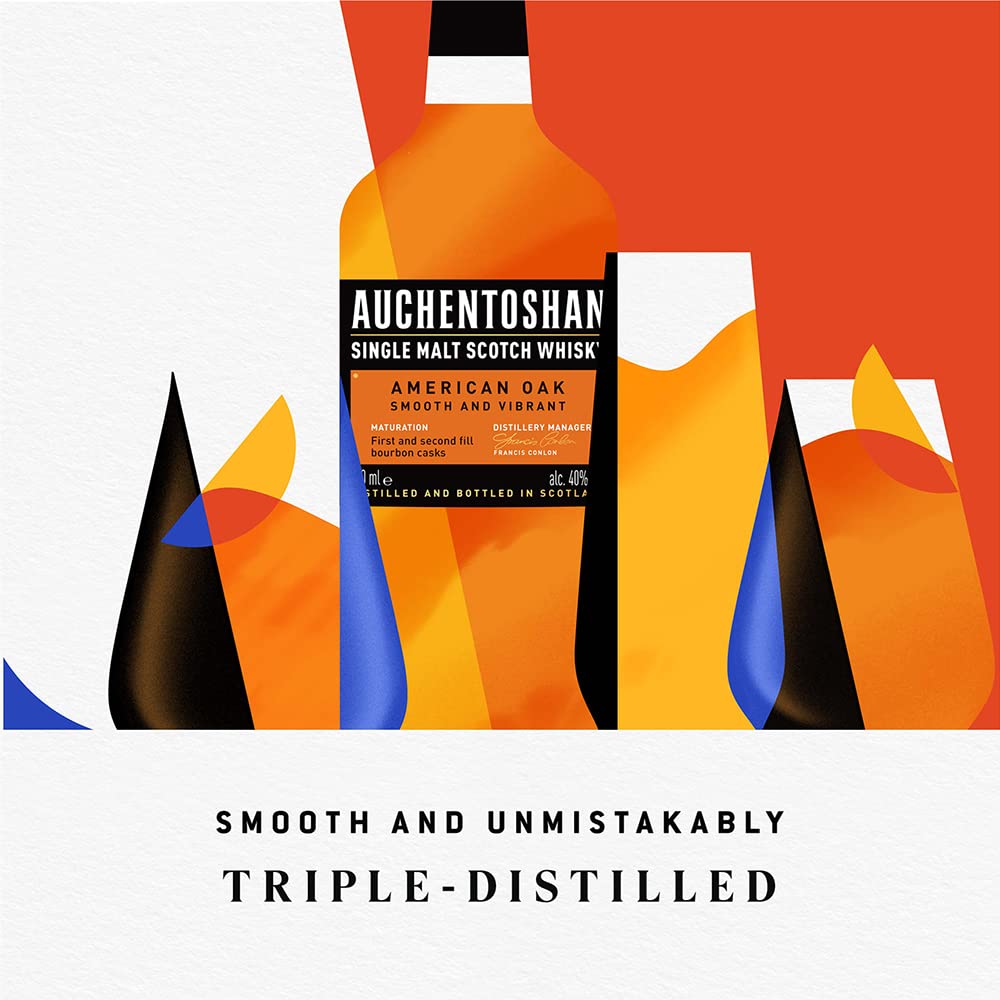 Auchentoshan American Oak | Scotch | Lowland | Single Malt Whisky | Smooth and Vanilla | Oak Cask Matured | 40 Percent ABV | 70 cl