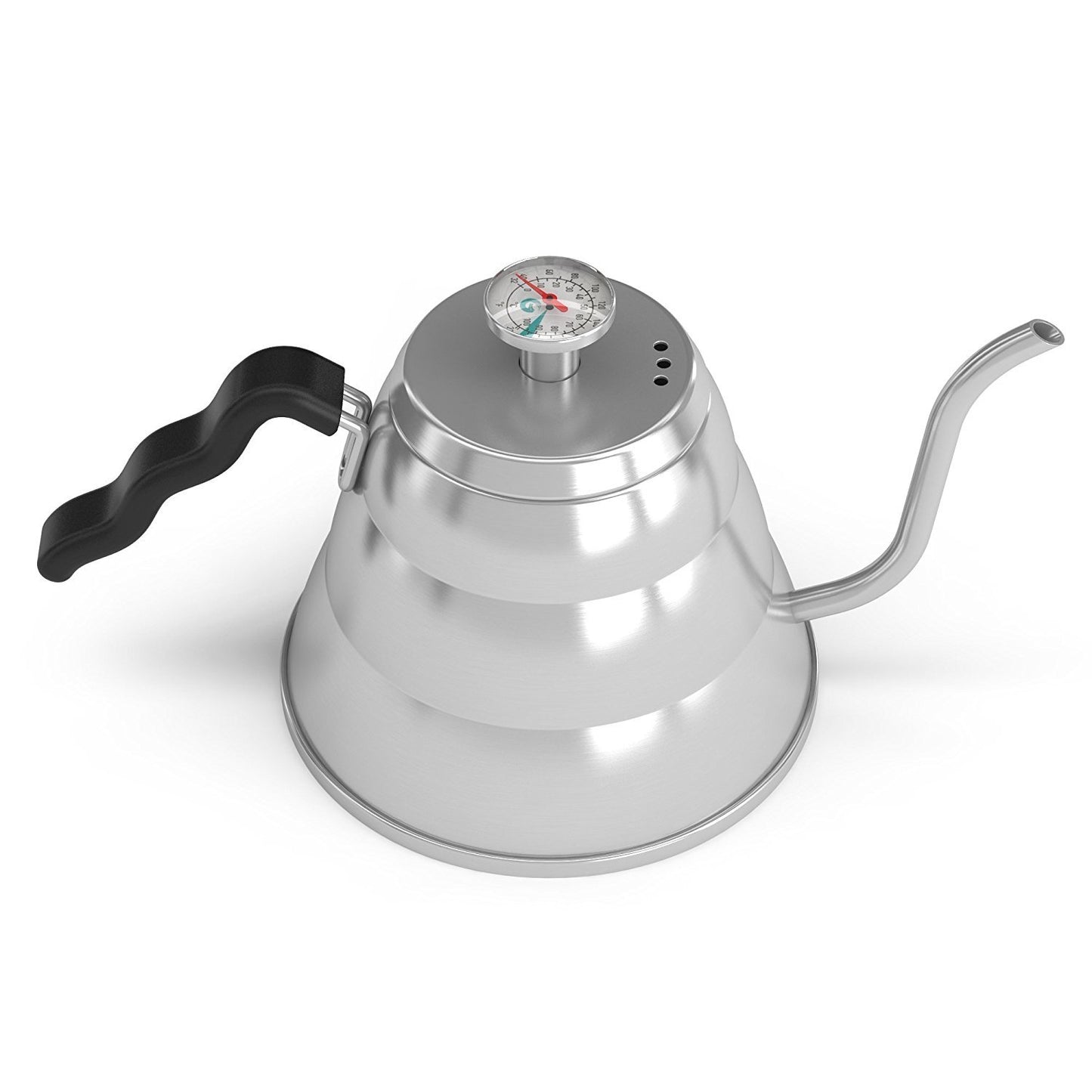 Coffee Gator Gooseneck Kettle – 1.2 Litre, Stainless-Steel Stovetop Kettles w/Precision Drip Spout & Built-in Thermometer