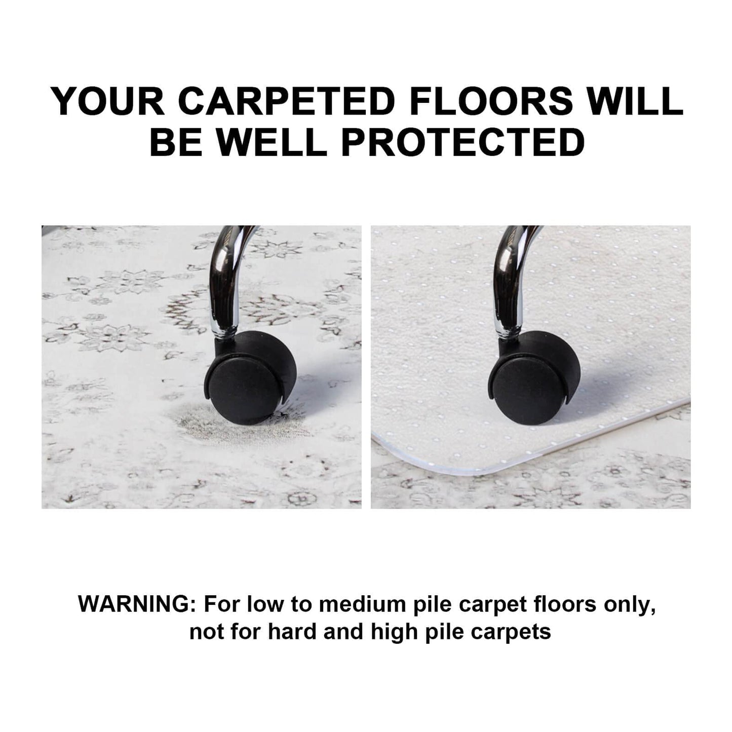 - Trintion Office Chair Mat for Carpeted Floor | 90x120cm PVC Floor Mat Non-Slip Pointed Waterproof Plastic Chair Mat Carpet Protector for Low, Standard and Medium Pile Carpets (Pointed T-shape)