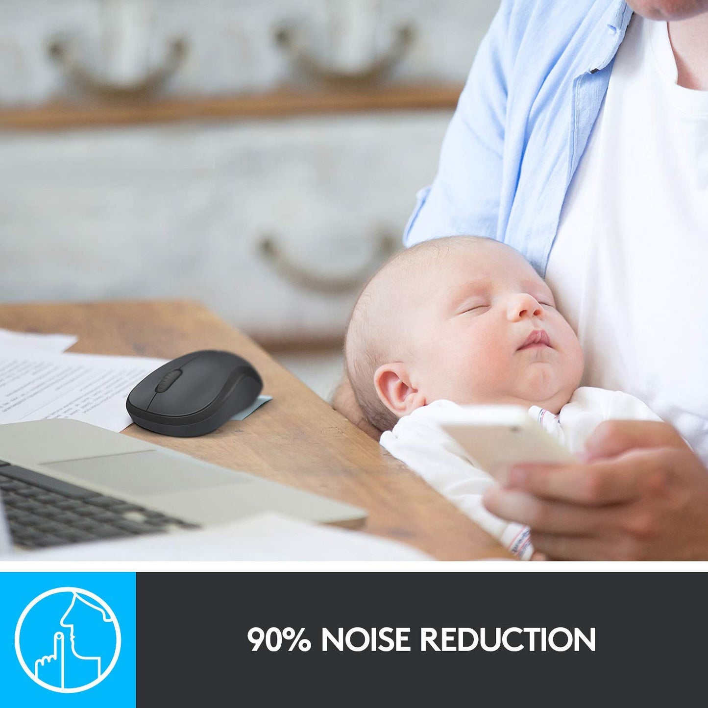 - Logitech M220 SILENT Wireless Mouse | 2.4 GHz with USB Receiver | 1000 DPI Optical Tracking -