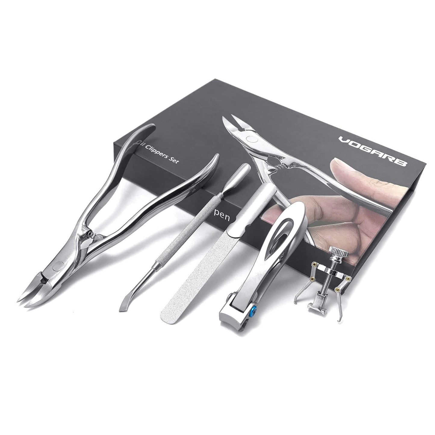 - VOGARB Nail Clippers Set for Thick/Ingrown Nails Toenail 5pcs -