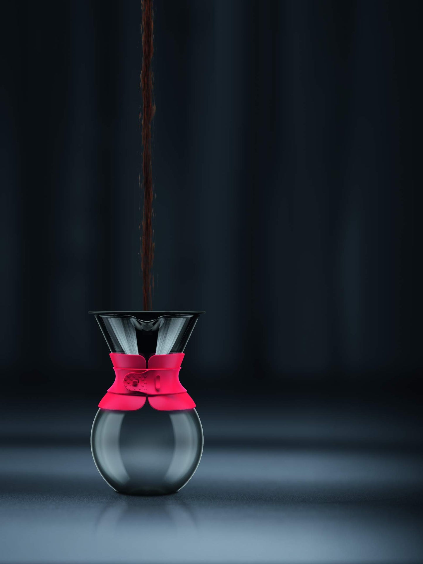 Bodum 34oz Pour Over Coffee Maker, High-Heat Borosilicate Glass with Reusable Stainless Steel Filter and Black Band - Made in Portugal