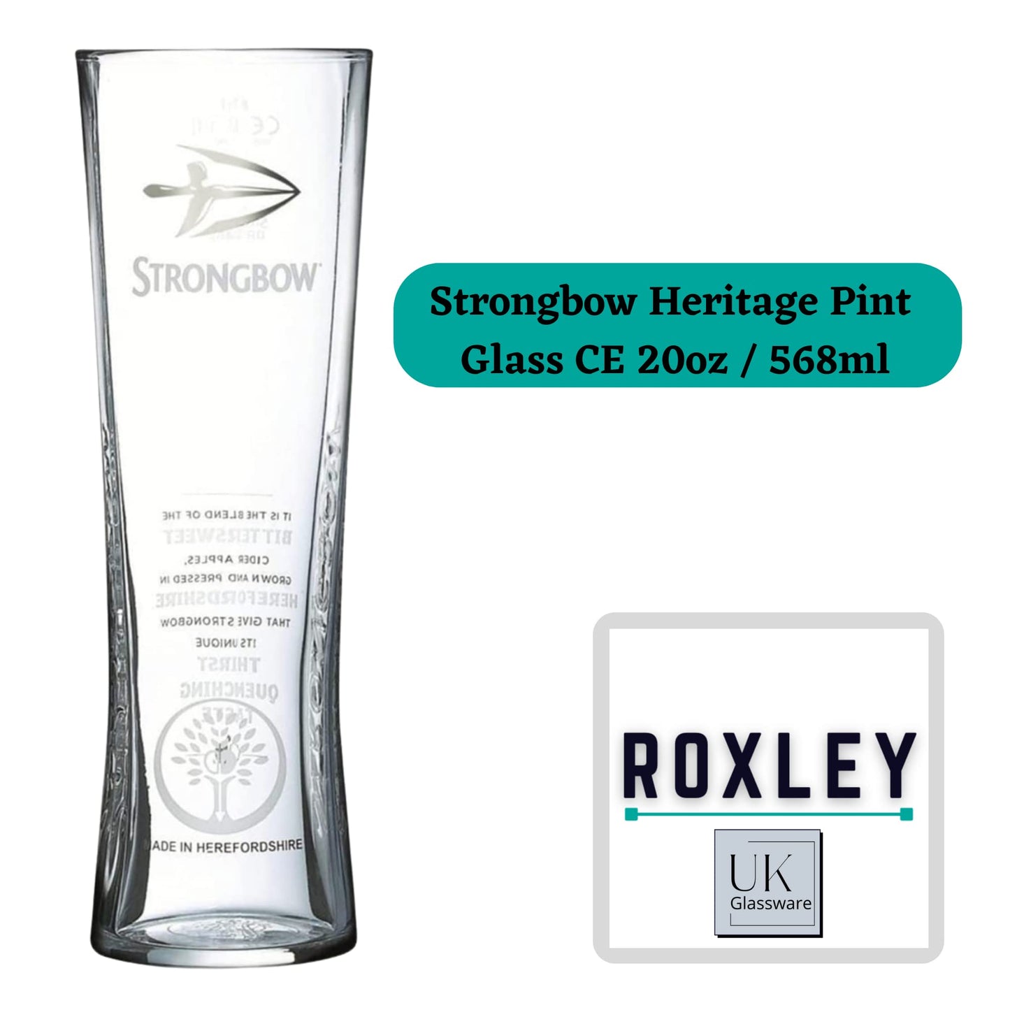 - Roxley Pint Glasses Set | Amstel, Moretti, Strongbow,Heineken | Pint Glass Set x4 Man Cave Made in UK -