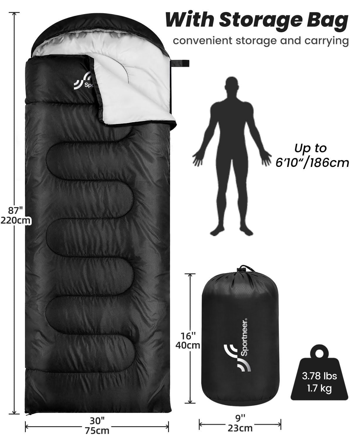- Sleeping Bag Camping Sleep Bags | Sportneer Warm Sleeping Bags for Single Adults -
