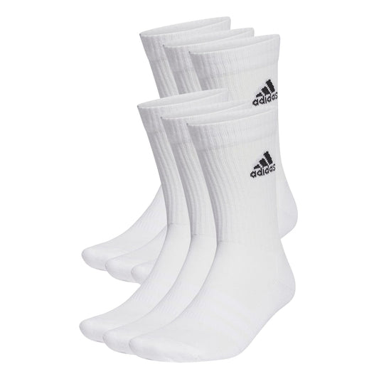 adidas Unisex Cushioned Sportswear Crew Socks 6 Pairs Crew Socks, White / Black, 13-14.5