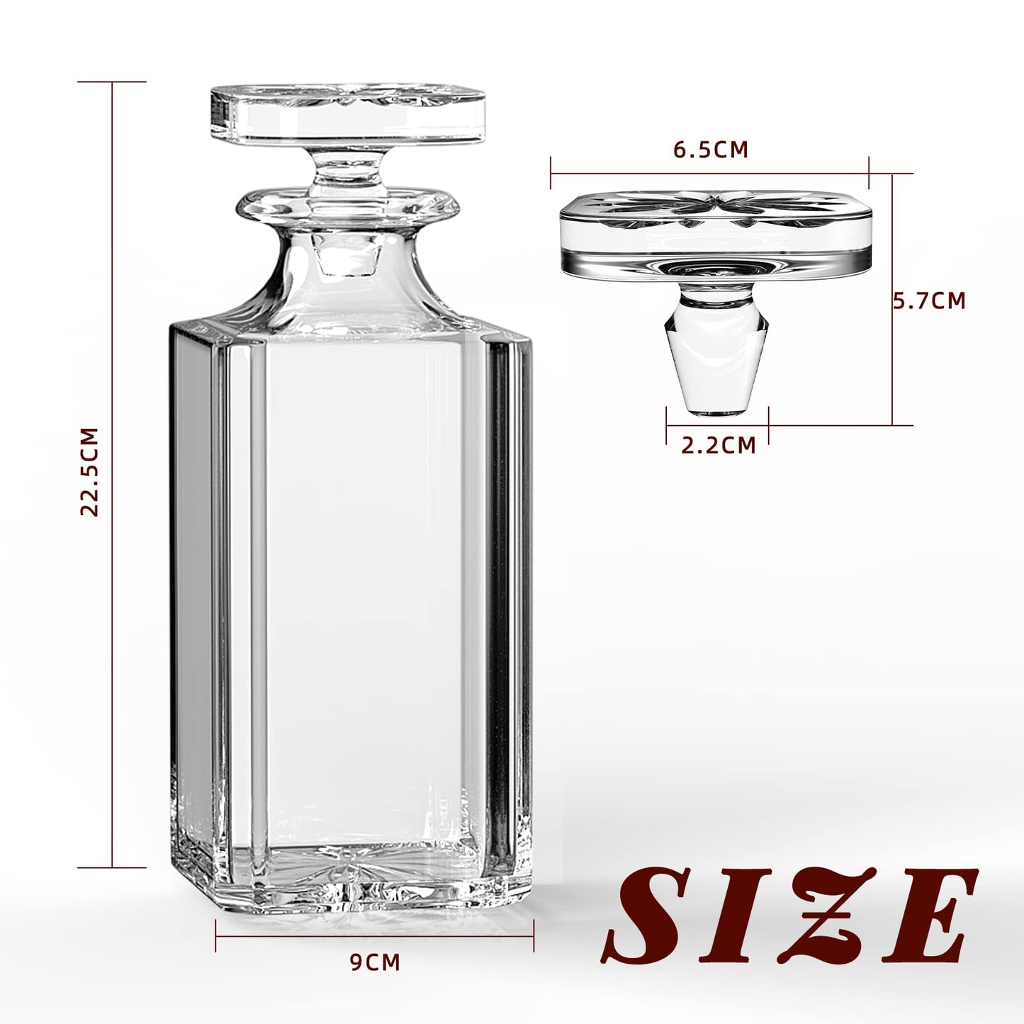 - Glass Decanter With Airtight Geometric Stopper | Whiskey Decanter for Wine, Bourbon, Brandy, Liquor, Juice, Water, Mouthwash -