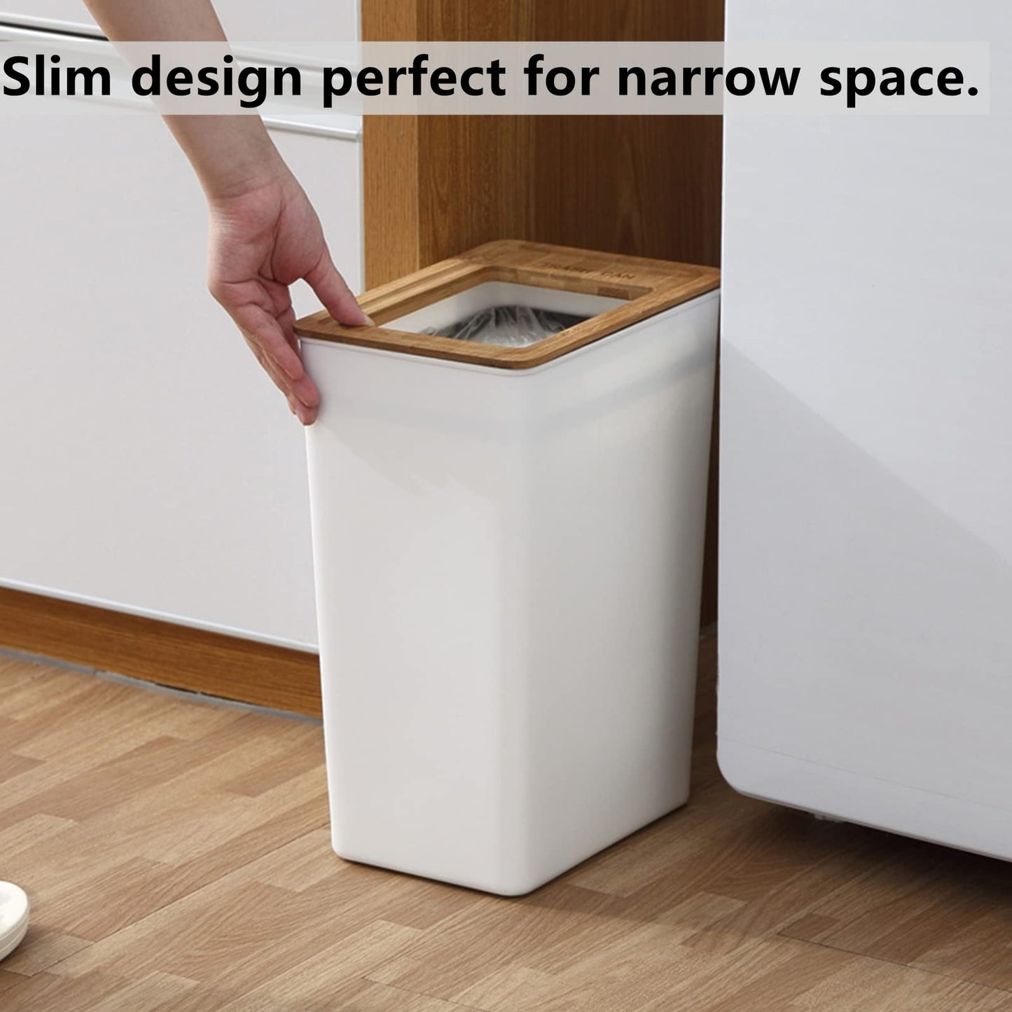 - Dicunoy Plastic Small Trash Can | 9L White Garbage Container -