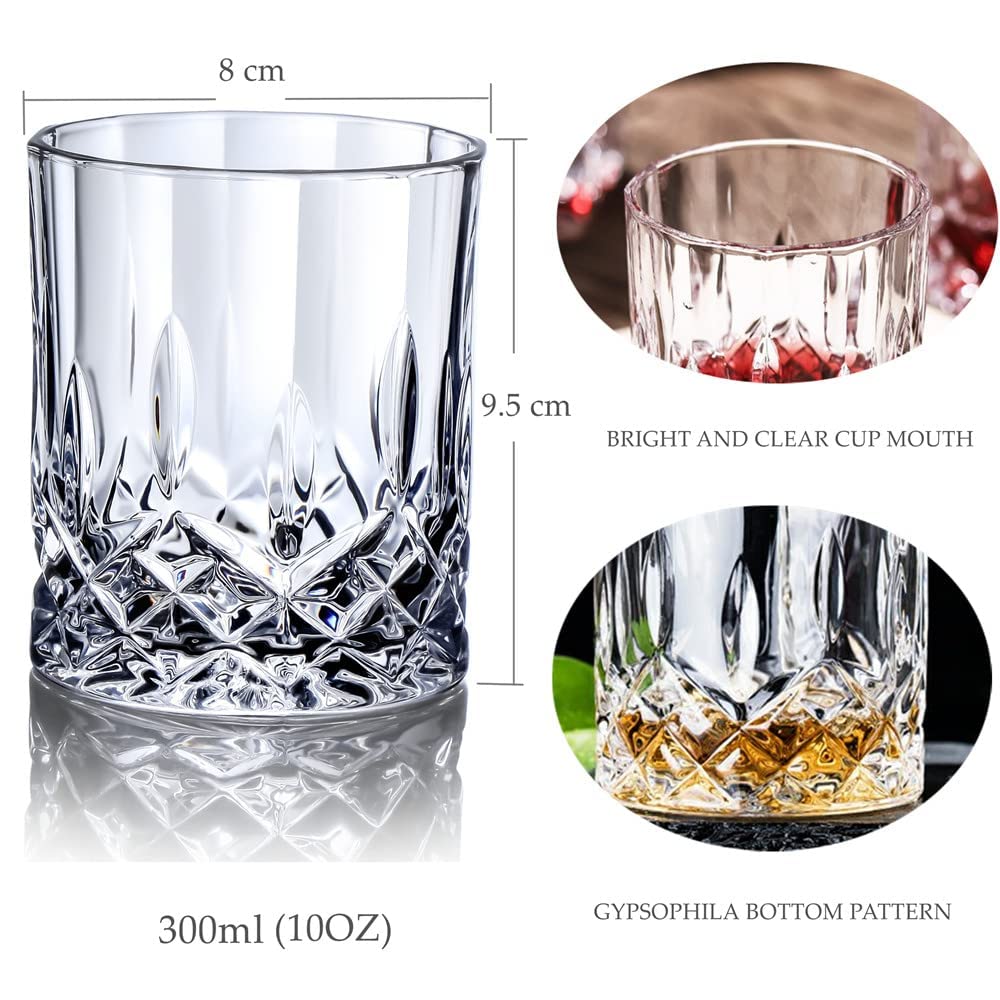 - DH Whiskey Glasses Set of 4 with an Elegant Gift Box | 11Oz Cocktail Glasses for Bourbon