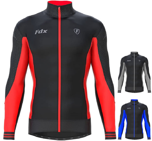 - FDX Men’s Thermodream Winter Cycling Jersey Long Sleeve | Water Resistant | Windproof -