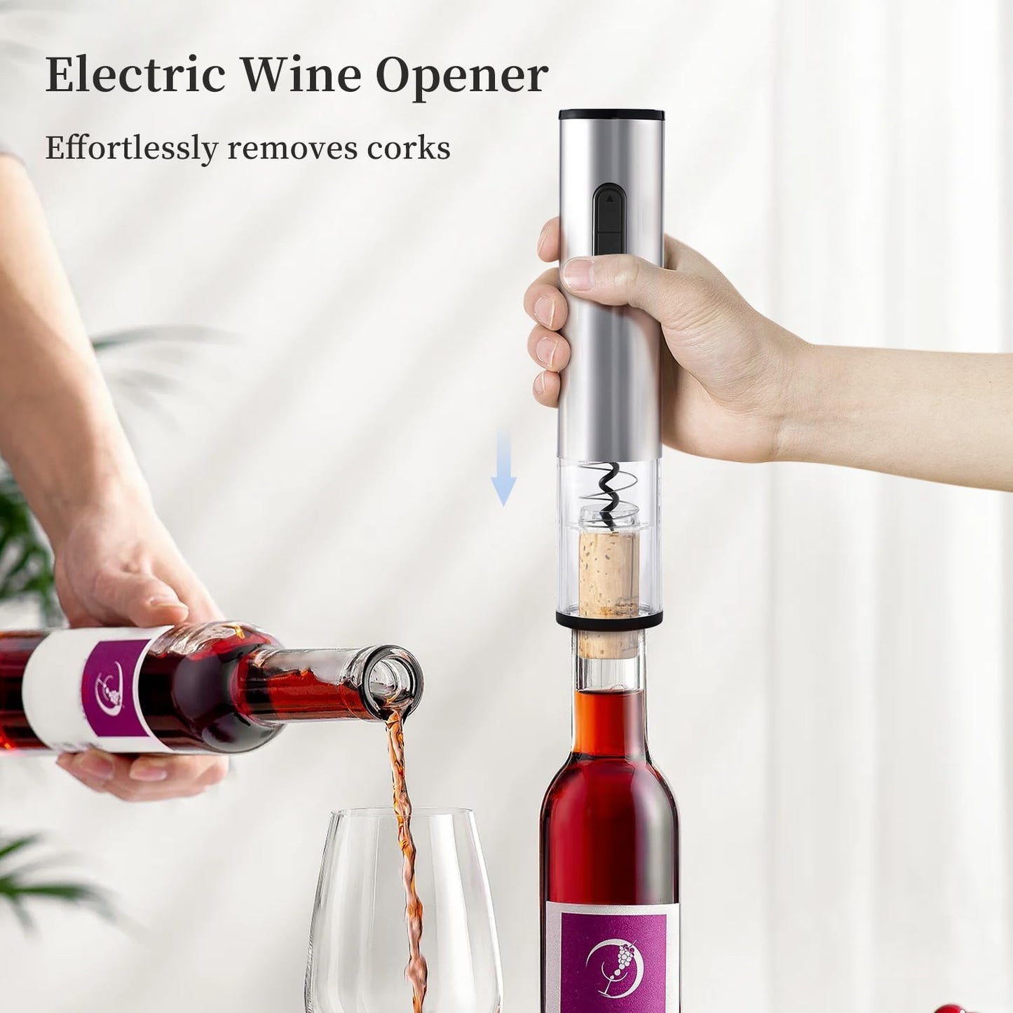 - ELMWAY Electric Wine Opener Electric Wine Bottle Corkscrew Opener | Foil Cutter Set -