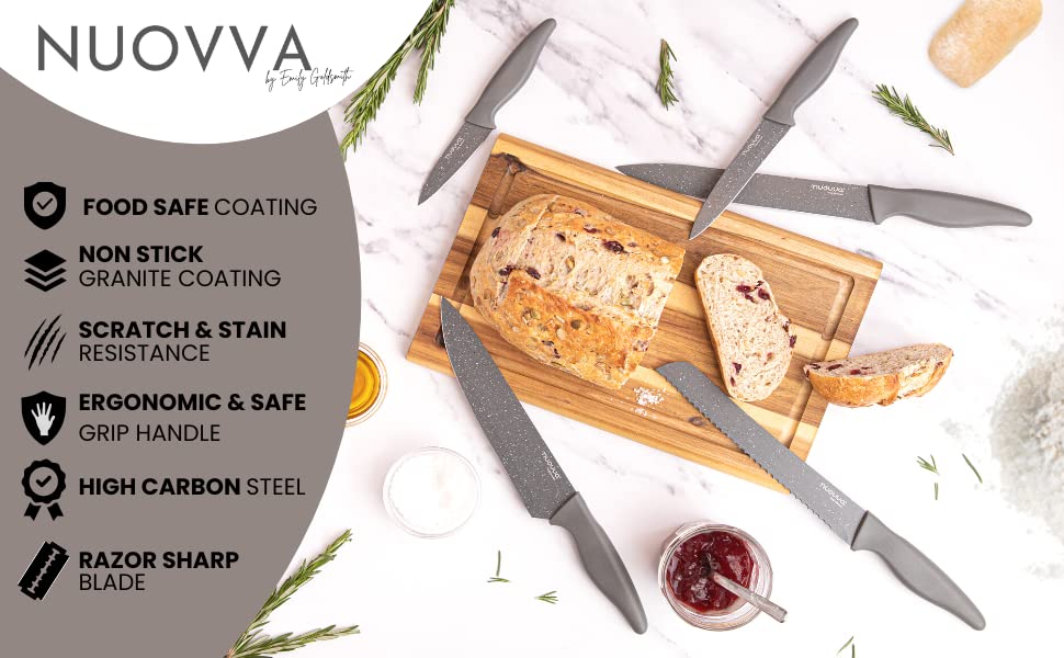 - Nuovva Professional Kitchen Knife Set | 5pcs Grey Kitchen Knives –