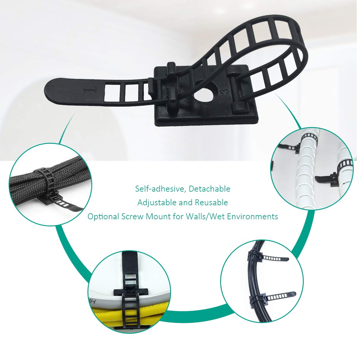 50 Pieces Cable Management Desk Cord Organizer Cable Ties Wire Fasteners Clips