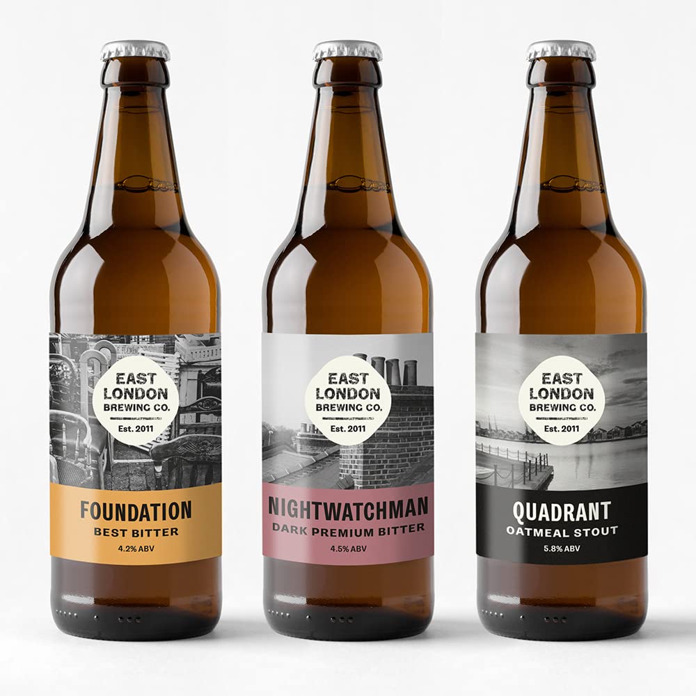 - East London Brewing Company Mixed Dark Ales | Foundation Best Bitter (4.0%) | Nightwatchman Dark Premium Bitter (4.5%) and Quadrant Oatmeal Stout (5.5%) | Vegan-Friendly | 3 x 500ml -
