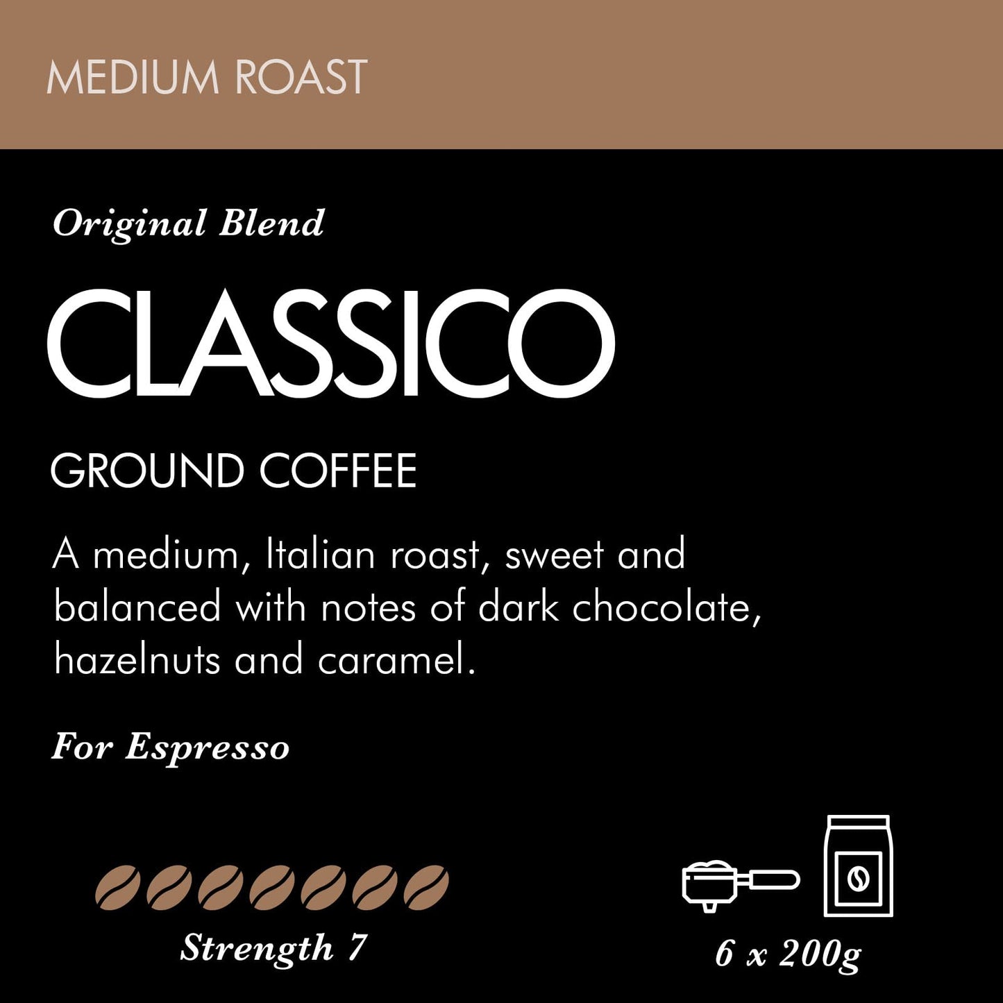 Caffè Nero Ground Coffee (Classico Espresso 6 x 200g)