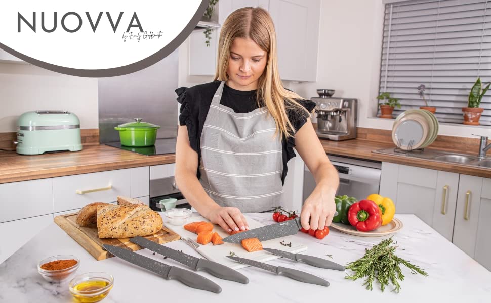 - Nuovva Professional Kitchen Knife Set | 5pcs Grey Kitchen Knives –