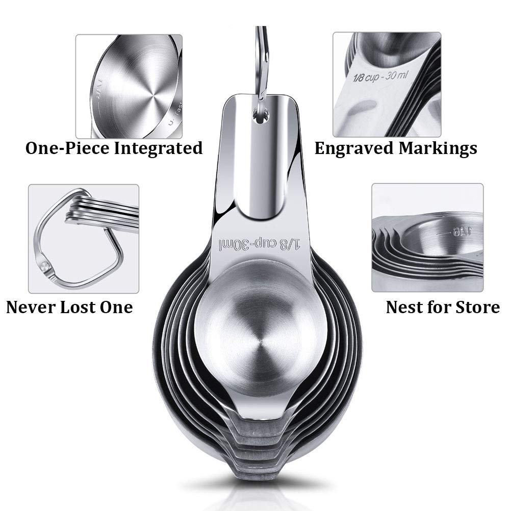- Measuring Cups | Stainless Steel 7 Piece Stackable Set for Dry or Liquid Ingredients -