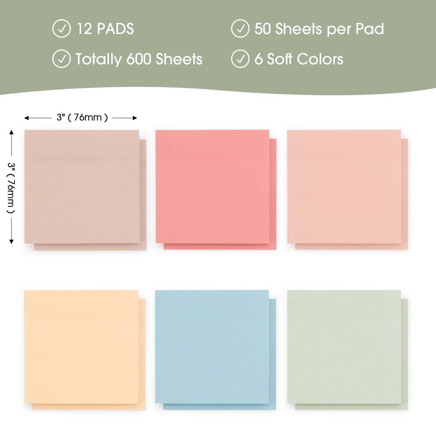 - YISAN Sticky Notes 3x3 Self-Adhesive Notepads in 12 Pads, Pastel Vintage Colours, Sticky Note Pad, 50 Sheets/Pad, 71112
