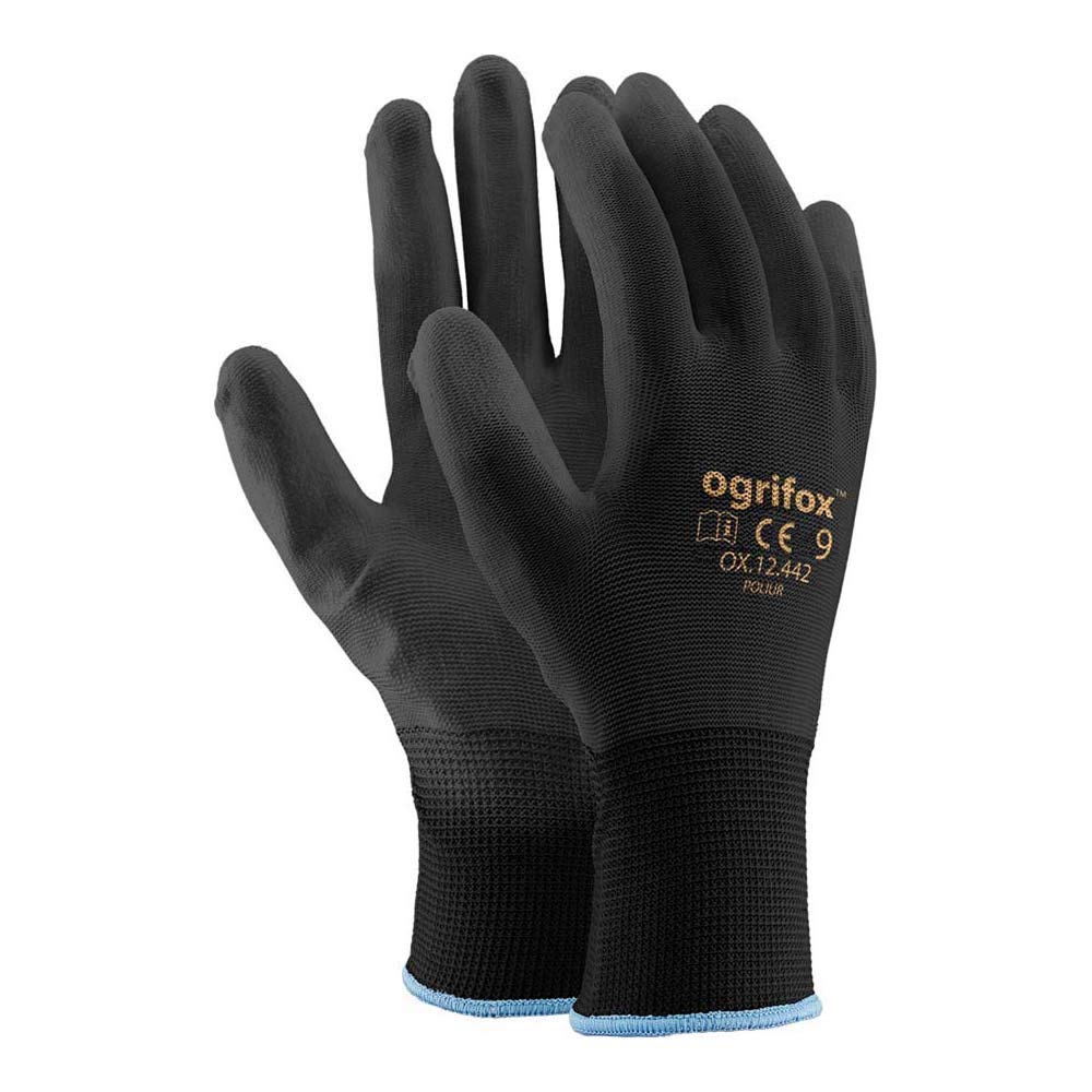 - Ogrifox AJS LTD® | 24 Pairs |  Black PU Coated Nylon Work Gloves -