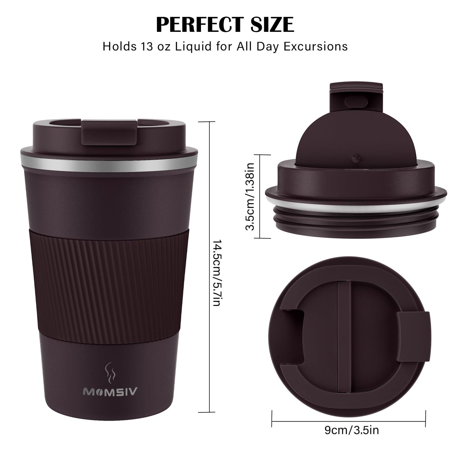 - MOMSIV Travel Mug | Insulated Coffee Cup | Leakproof Lid -