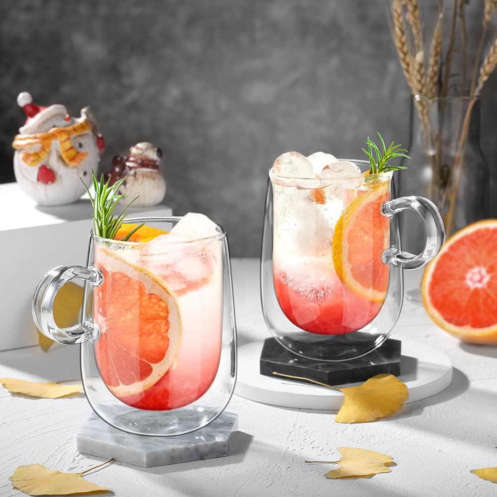 - Glastal 2x350ml Double Walled Coffee Glasses Mugs | Cappuccino Latte Macchiato Glasses Cups -