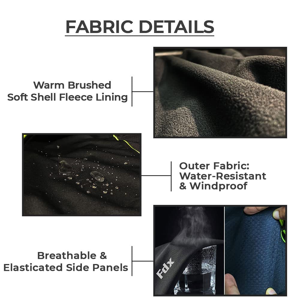 - FDX Men’s Winter Cycling Jacket | Windproof | Softshell Thermal Fabric -
