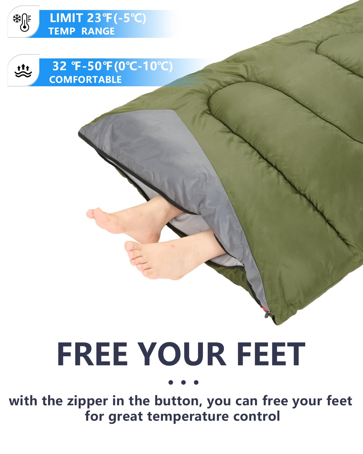 - JEAOUIA Sleeping Bags for Adults | Cold Weather Winter Compact Backpack Sleeping Bag | Carry Bag -