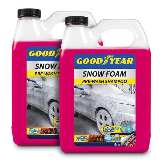 - Goodyear 2 X 5L Snow Foam Shampoo | Car Cherry Scent | pH Neutral | Wash Wax Soap Kit Snowfoam | Ultra Thick | Non-Caustic Foam | Ultra Powerful and Simple to Use | 10L -